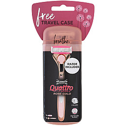 Женский станок для бритья Wilkinson Quattro For Woman Rosegold + дорожный футляр (01617)