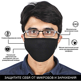 Многоразова маска для обличчя Police з бавовняної тканини Чорний (PTMS002-1)