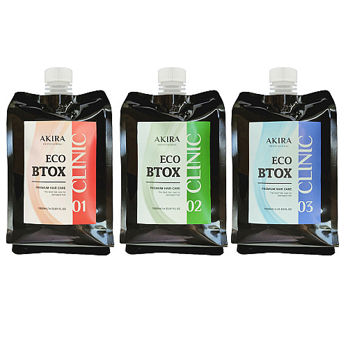Набір засобів для відновлення волосся Akira Eco Btox Hair Clinic 01,02,03 1000 мл