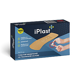 Пластырь медицинский на тканевой основе iPlast 19x72 мм  100 шт Телесный