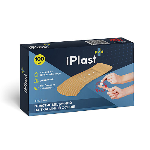 Пластырь медицинский на тканевой основе iPlast 19x72 мм 100 шт Телесный
