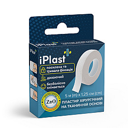 Пластырь хирургический тканевая основа iPlast 5 м х 1,25 см Белый