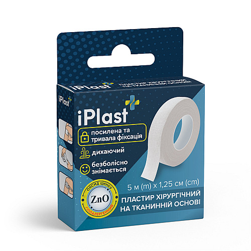 Пластырь хирургический тканевая основа iPlast 5 м х 1,25 см Белый