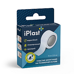 Пластырь хирургический полимерная основа iPlast 5 м х 2,5 см Белый
