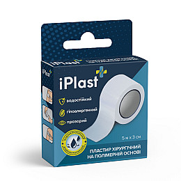 Пластырь хирургический полимерная основа iPlast 5 м х 3 см Белый