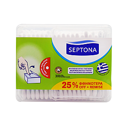 Ватные палочки с диспенсером Septona 300 шт Белый