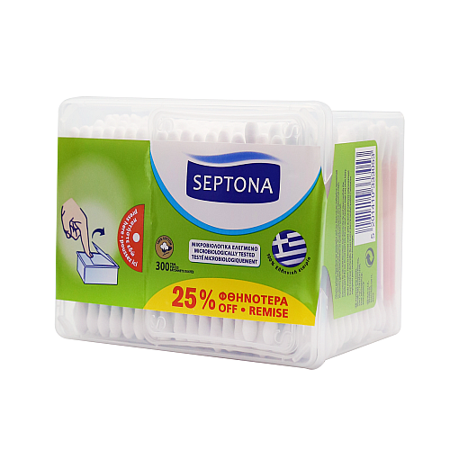Ватні палички з диспенсером Septona 300 шт Білий