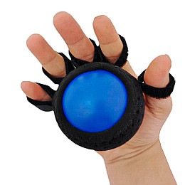 Силіконовий м'яч для реабілітації кисті з кільцями підтримки Lesko 387 70 мм Чорно-синій (10754-58205)