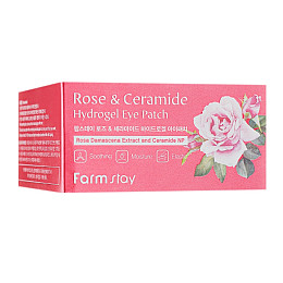 Гидрогелевые патчи с керамидами и розой Rose and Ceramide Hydrogel Eye Patch FarmStay 60 шт