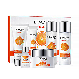 Набір по догляду за обличчям Bioaqua Vitamin C Set 6в1 зволожуючий для звуження пор