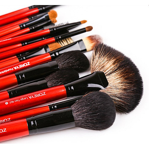 Набор кистей для макияжа с натуральным ворсом Zoreya Maestro red 21 шт в чехле