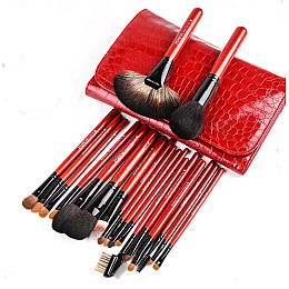 Набор кистей для макияжа с натуральным ворсом Zoreya Maestro red 21 шт в чехле