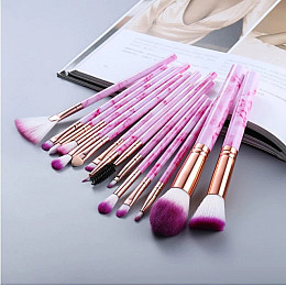 Набор кистей для макияжа Barva pink 15 шт Moki