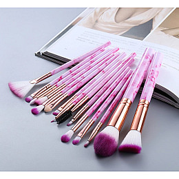 Набор кистей для макияжа Barva pink 15 шт Moki