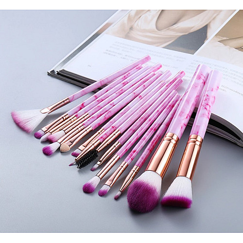 Набор кистей для макияжа Barva pink 15 шт Moki