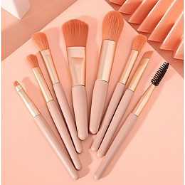 Набор кистей для макияжа мини в дорогу R&G Trevel set orange 8 шт с чехлом