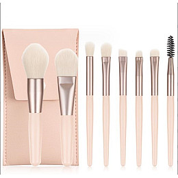 Набор кистей для макияжа мини в дорогу R&G Trevel set beige 8 шт с чехлом