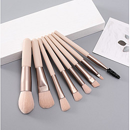 Набор кистей для макияжа мини в дорогу R&G Trevel set beige 8 шт с чехлом