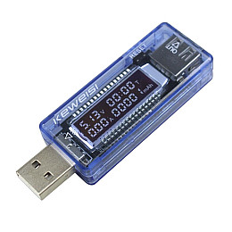 USB Тестер для повербанків KoNO вольтметр 3-9 Вольт до 3 А ємності акумулятора (R050804)