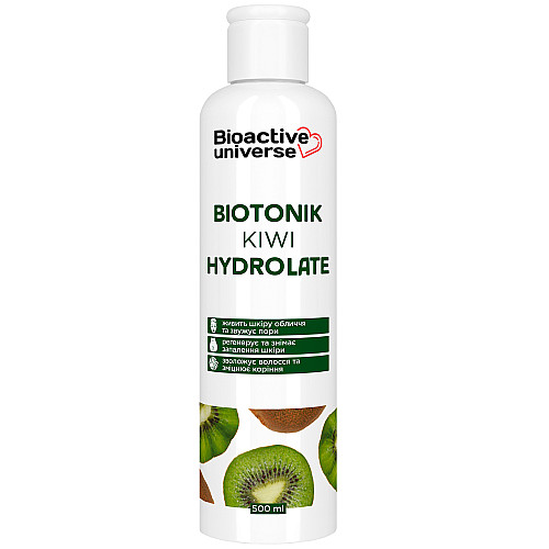 Гідролат ківі живить шкіру та звужує пори тонік 500 мл Bioactive universe
