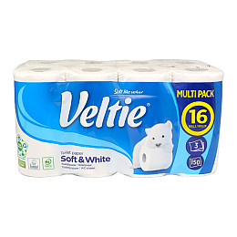 Туалетний папір Veltie Soft White 16 рулонів 3 шари
