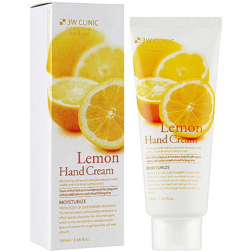 Крем для рук увлажняющий с экстрактом лимона 3W Clinic Lemon Hand Cream 100 мл (8809317284316)
