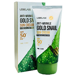 Сонцезахисний крем з муцином равлика Lebelage Anti-Wrinkle Gold Snail Sun Cream SPF50+/PA+++ 70 мл (8809317114675)