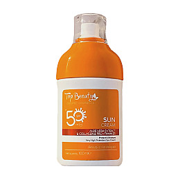 Сонцезахисний крем Для обличчя та тіла з алое вера коллагеном В5 Top Beauty Sun Cream SPF 50 100 мл (8682692880768)