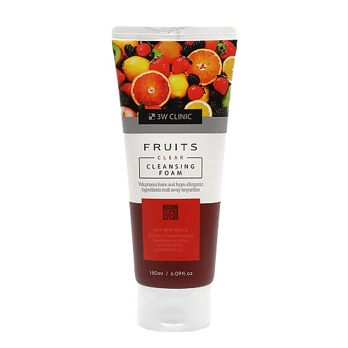 Пінка для вмивання з фруктовими екстрактами 3W Clinic Fruits Clear Cleansing Foam 180 мл (8809494585213)