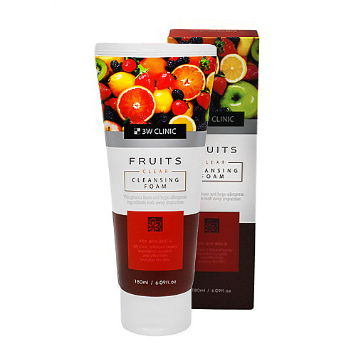 Пінка для вмивання з фруктовими екстрактами 3W Clinic Fruits Clear Cleansing Foam 180 мл (8809494585213)