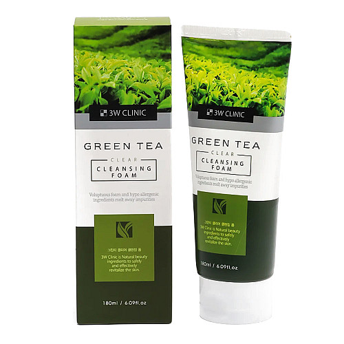 Пінка для вмивання з зеленим чаєм 3W Clinic Green Tea Clear Cleansing Foam 180 мл (8809494585183)
