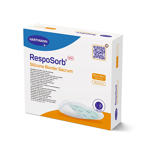 Повязка самоклеящаяся с суперабсорбирующим полимером Paul Hartmann RespoSorb Silicone Border Sacrum 18х18 см