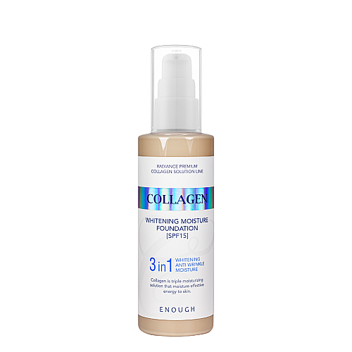 Тональний крем для обличчя освітлюючий Enough 3в1 Collagen Moisture Foundation SPF 15 100 мл № 21 Пісочно-бежевий (EN 5317)