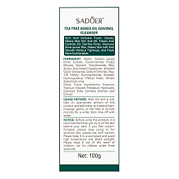 <p>Пенка для умивання від акне та прищів Sadoer Tea Tree Acnes Oil Control з екстрактом чайного дерева 100 г (SD49853)</p>