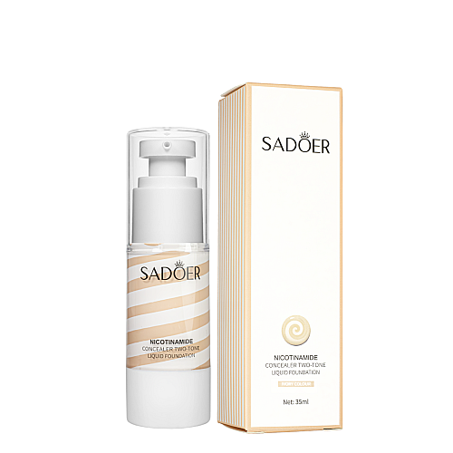 Тональний крем для обличчя зволожуючий двофазний Sadoer Concealer Two Tone Liquid Foundation 35 мл Слоновий (SD51704)