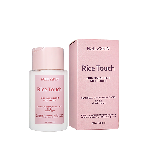 Тонер для обличчя для підтримки мікробіома шкіри Hollyskin Rice Touch Centella&Hyaluronic Acid 200 мл (0299h)