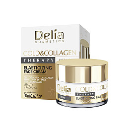 Нічний крем для обличчя з колоїдним золотом коллагеном Delia Cosmetics Еластичність шкіри 50 мл (5906750802466)