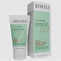 Сонцезахисний крем для обличчя зволожуючий REVUELE Aloe Daily Sun Barrier SPF 50 50 мл (5060565109025)