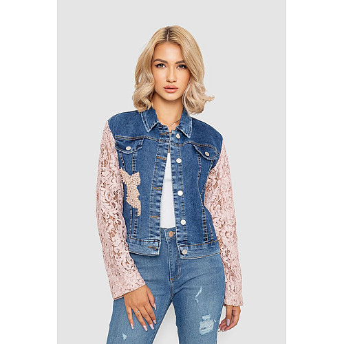 Джинсовая женская куртка AGER 29 Сине-розовый (247R9799-1)