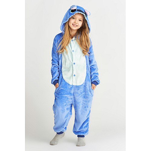 Пижама кигуруми детская Jamboo Стич Сине-белый 110 см (J400005)