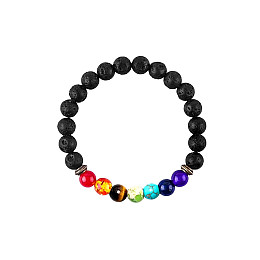 Браслет-дифузор з натуральним каменем Amber 7 Чакр 7 мм Multicolor 20425