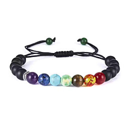 Браслет-дифузор з плетеною застібкою Amber 7 Чакр 7 мм Multicolor