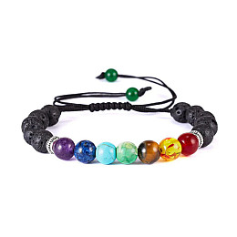 Браслет-дифузор з плетеною застібкою Amber 7 Чакр 7 мм Multicolor