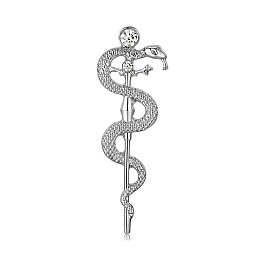 Значок пин BROCHE Посох Асклепия 1,2 х 3,6 см Серебристый BRGV114621