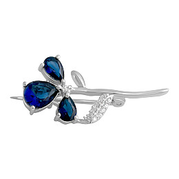 Серебряная брошка SilverBreeze с сапфиром nano 1.77ct (2140870)