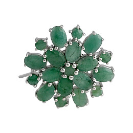 Серебряная брошка SilverBreeze с натуральным изумрудом 6.263ct (2140948)