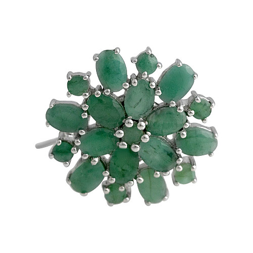 Серебряная брошка SilverBreeze с натуральным изумрудом 6.263ct (2140948)
