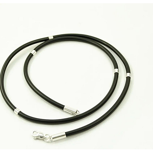 Каучуковий шнурок з вставками Maxi Silver 8605