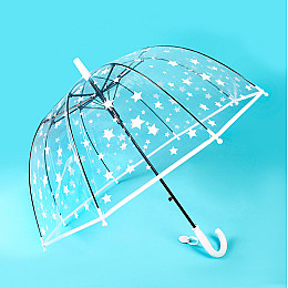 Детский прозрачный зонт трость RST 047A Звезды White