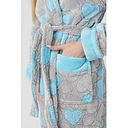 Халат теплый для девочки Polar Сердца СГ 13-14 лет Серо-голубой (2000990215147)